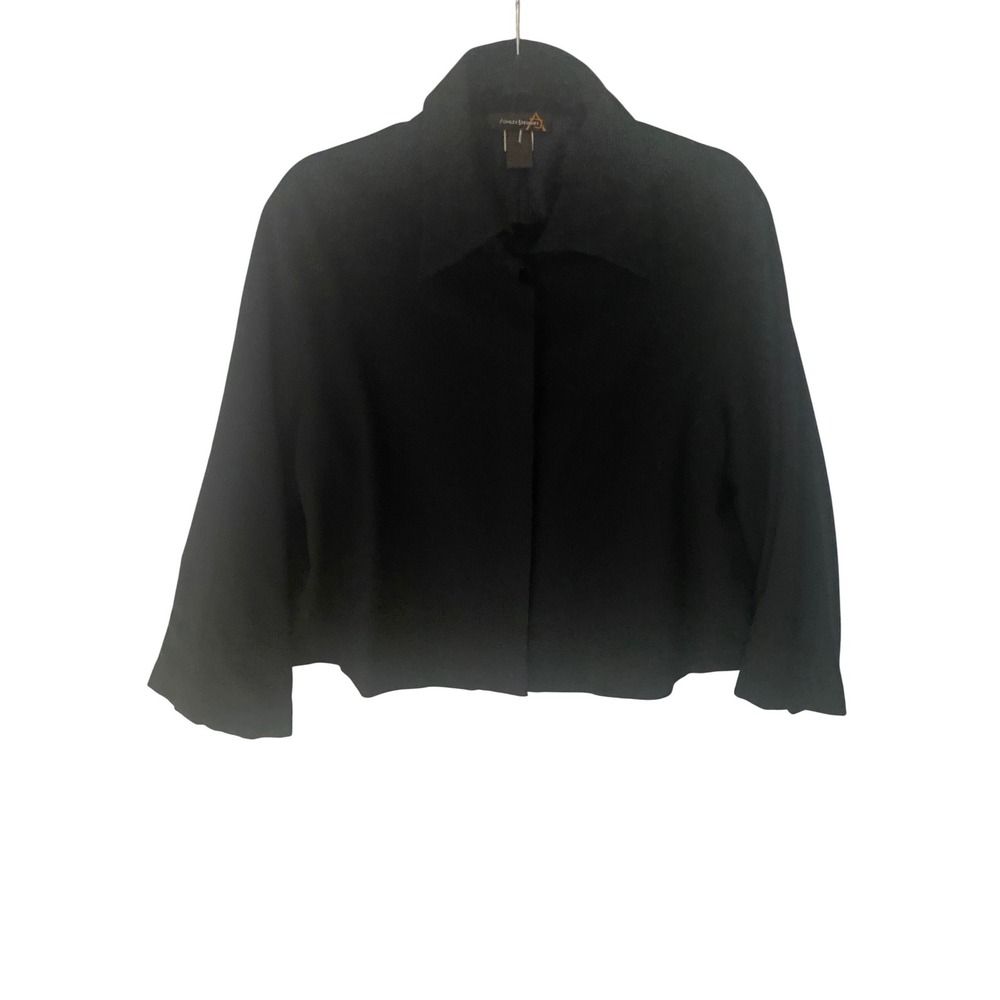 Ashley Stewart‎ Womens Black Cropped Blazer Jacket Hidden Closure Size 14W